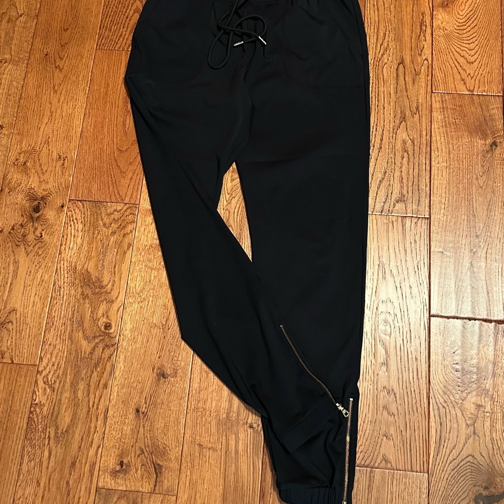 Elegant Black Jogger Pants with Zipper Detail 30”